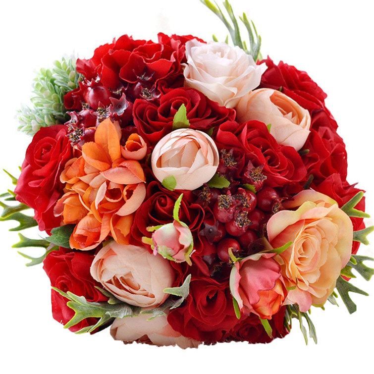 Abbie Home Artificial Red Rose Bouquet For Wedding Party Wayfair
